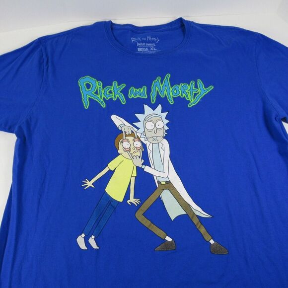 Rick And Morty Shirt Blue Adult Swim Ripple Junction‎ Cartoon Network Size XL - Picture 2 of 5